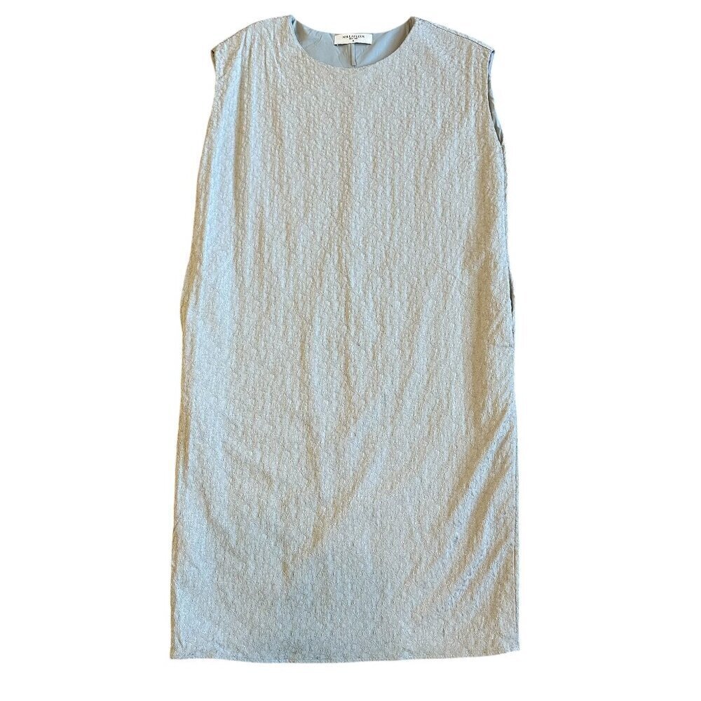 MM Lafleur Grey Sleeveless Textured Shift Dress Crew Neck Size Medium Women's - Picture 1 of 11